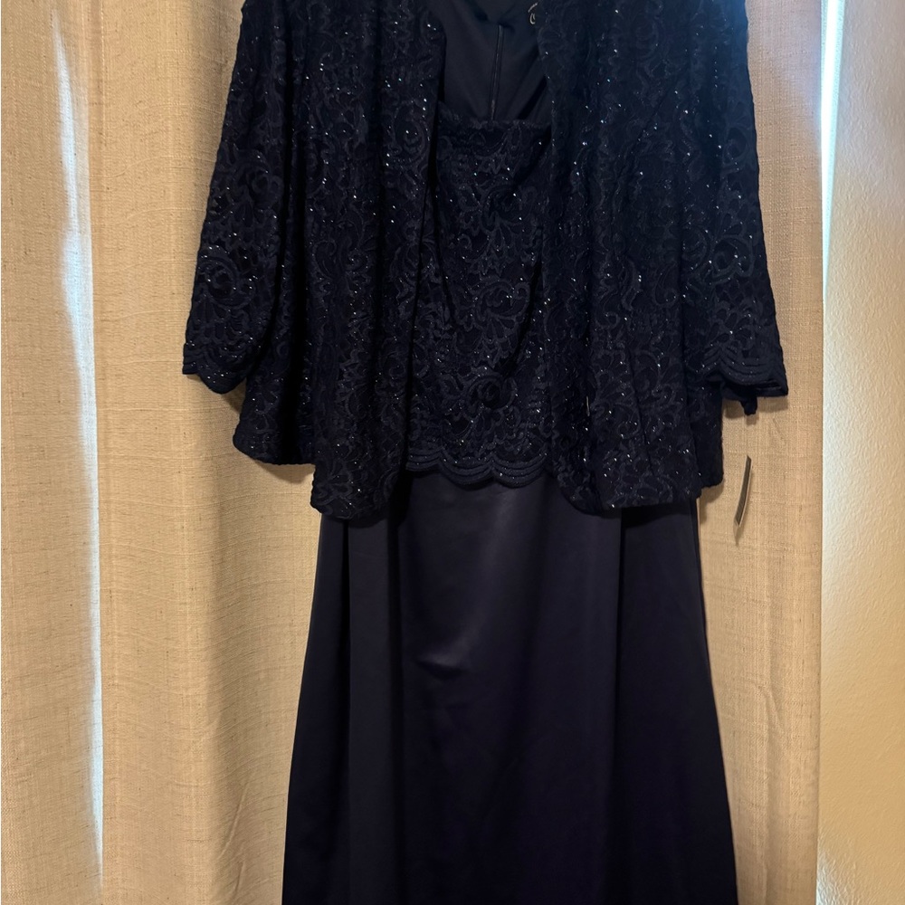 Alex Evenings Navy Lace Dress